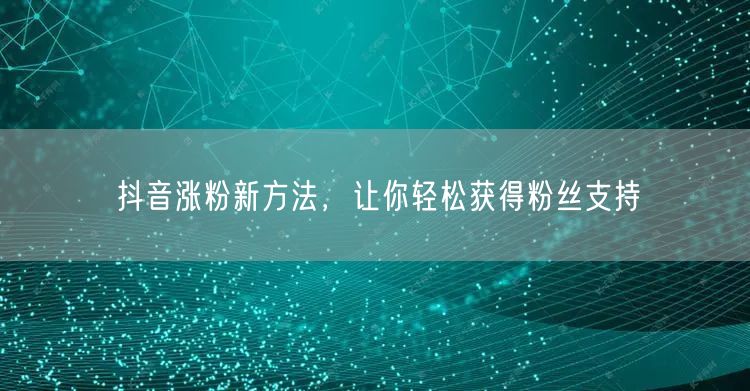 抖音涨粉新方法，让你轻松获得粉丝支持